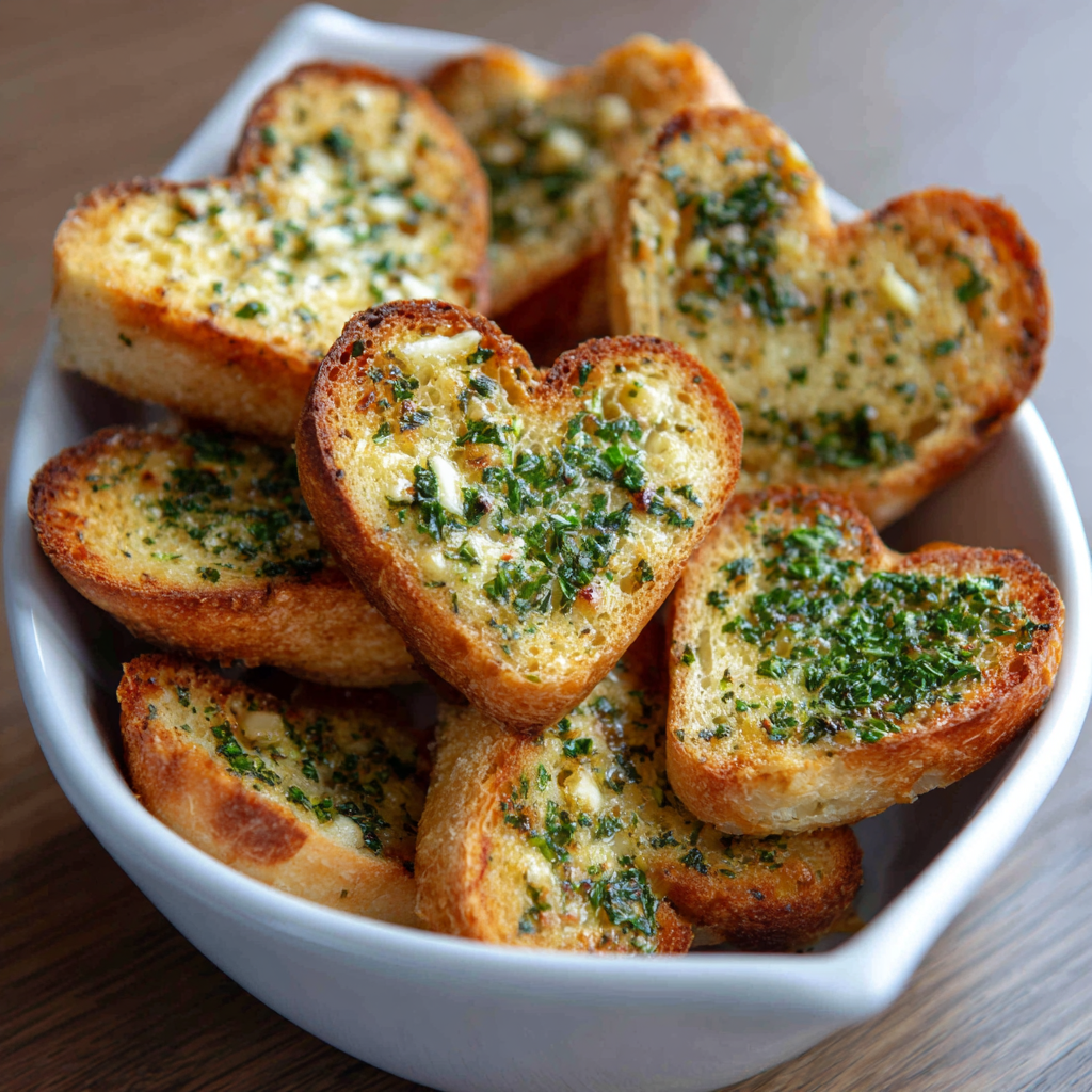 Heart Shaped Garlic Bread Recipe