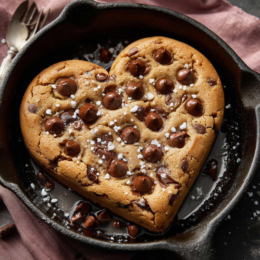 Heart Shaped Chocolate Chip Cookie Skillet