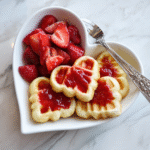 Heart Shaped Waffles with Strawberry Sauce