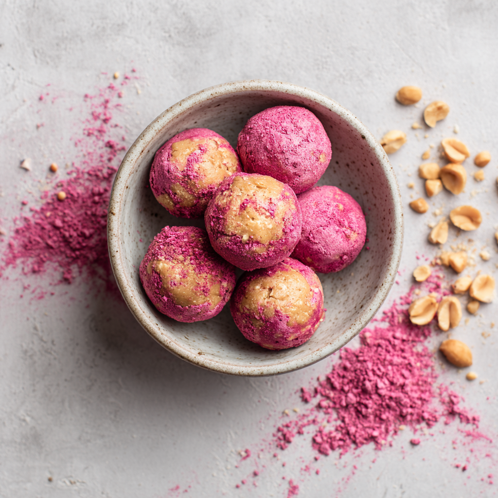Pink Peanut Butter Protein Balls Recipe