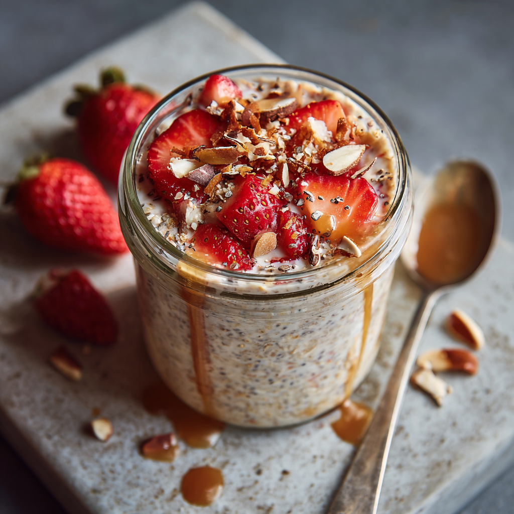 Strawberry Overnight Oats High Protein