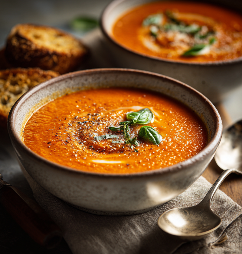 Winter Creamy Tomato Basil Soup Recipe